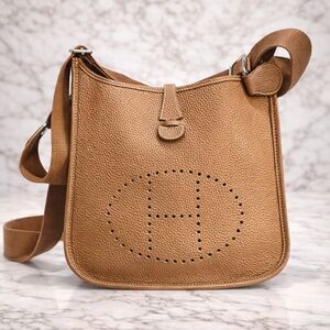 Hermès Evelyne III PM 29 Gold Clemence Leather Crossbody Bag Palladium Hardware